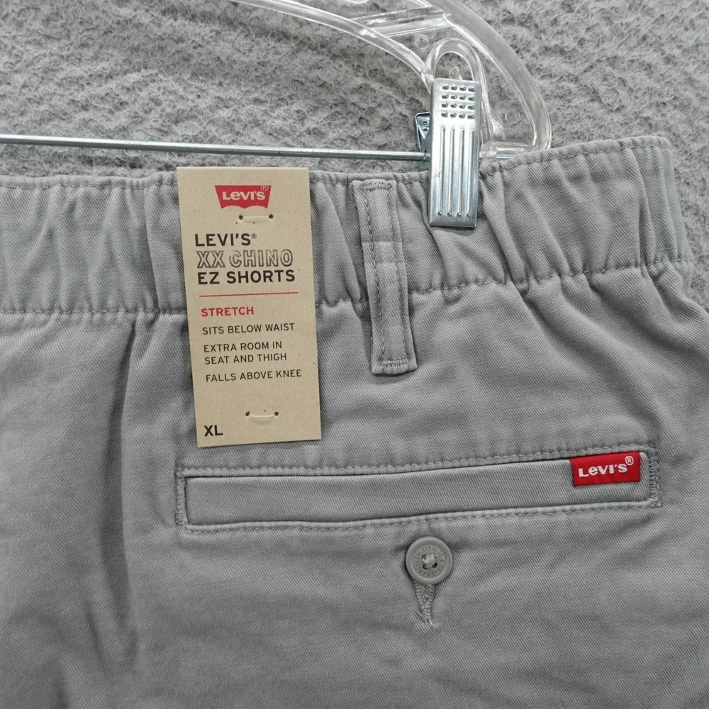 Levis XX Chino EZ Shorts Mens XL Grey Stretch Elastic Waist Casual NEW